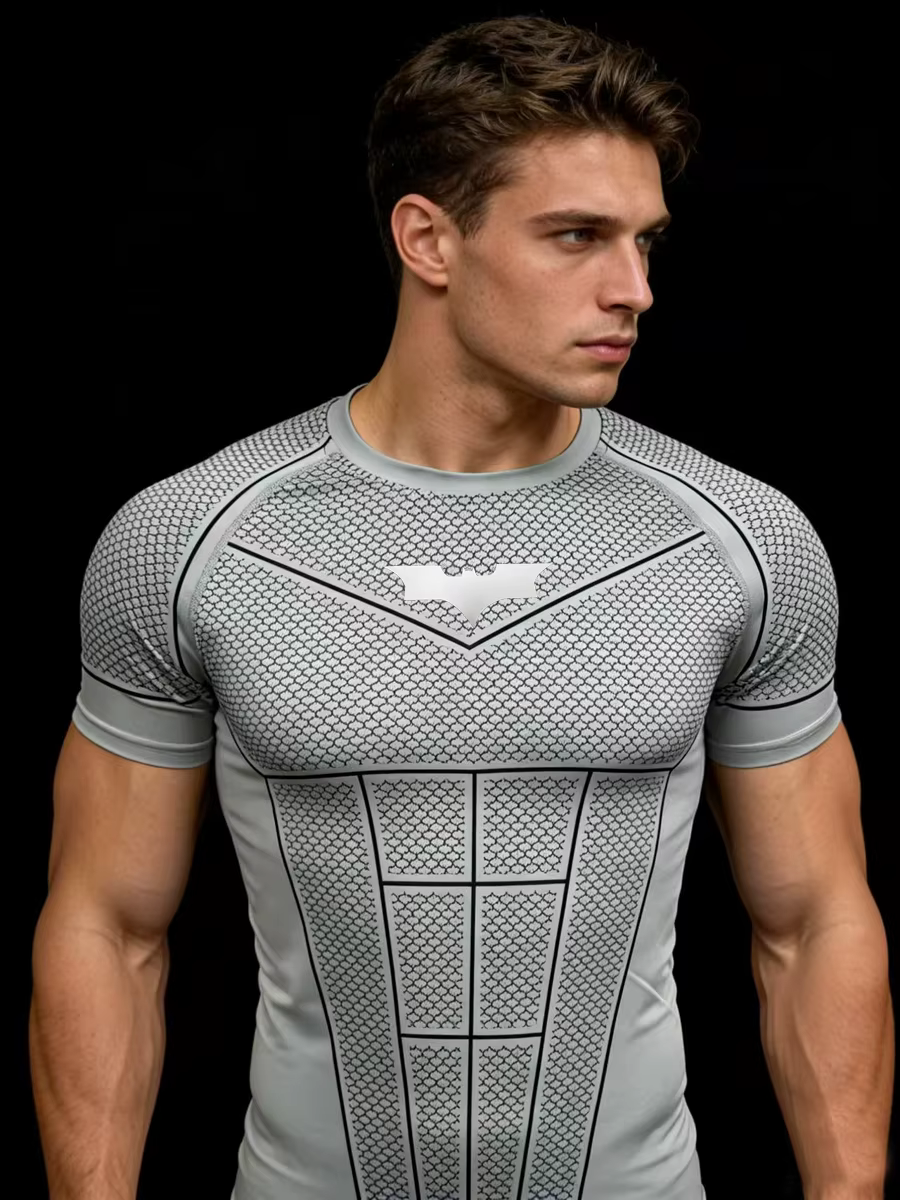 T-shirt de sport pour hommes, vêtements de fitness à manches courtes, adapté à la course et à l'entr