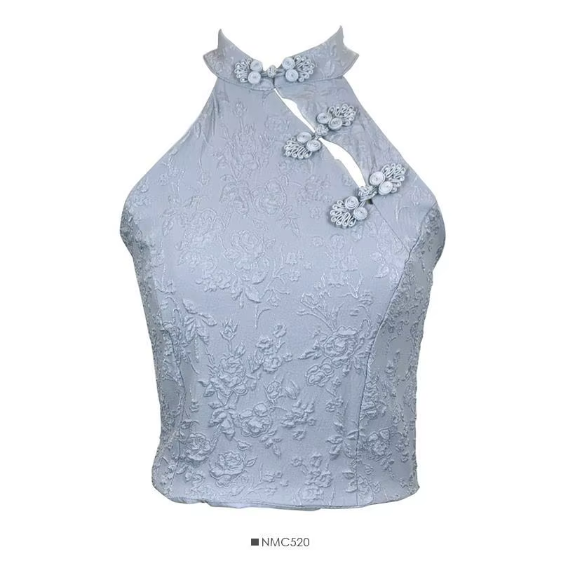 Débardeur dos nu pour femme, style chinois, culture irrégulière élégante, mode d'été vintage, vêteme