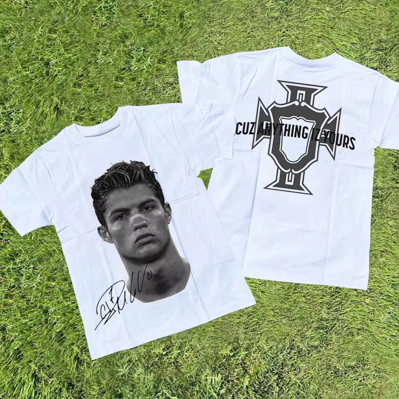T-shirt imprimé avec les portraits des superstars du football Cristiano Ronaldo, Neymar, Lionel Mess