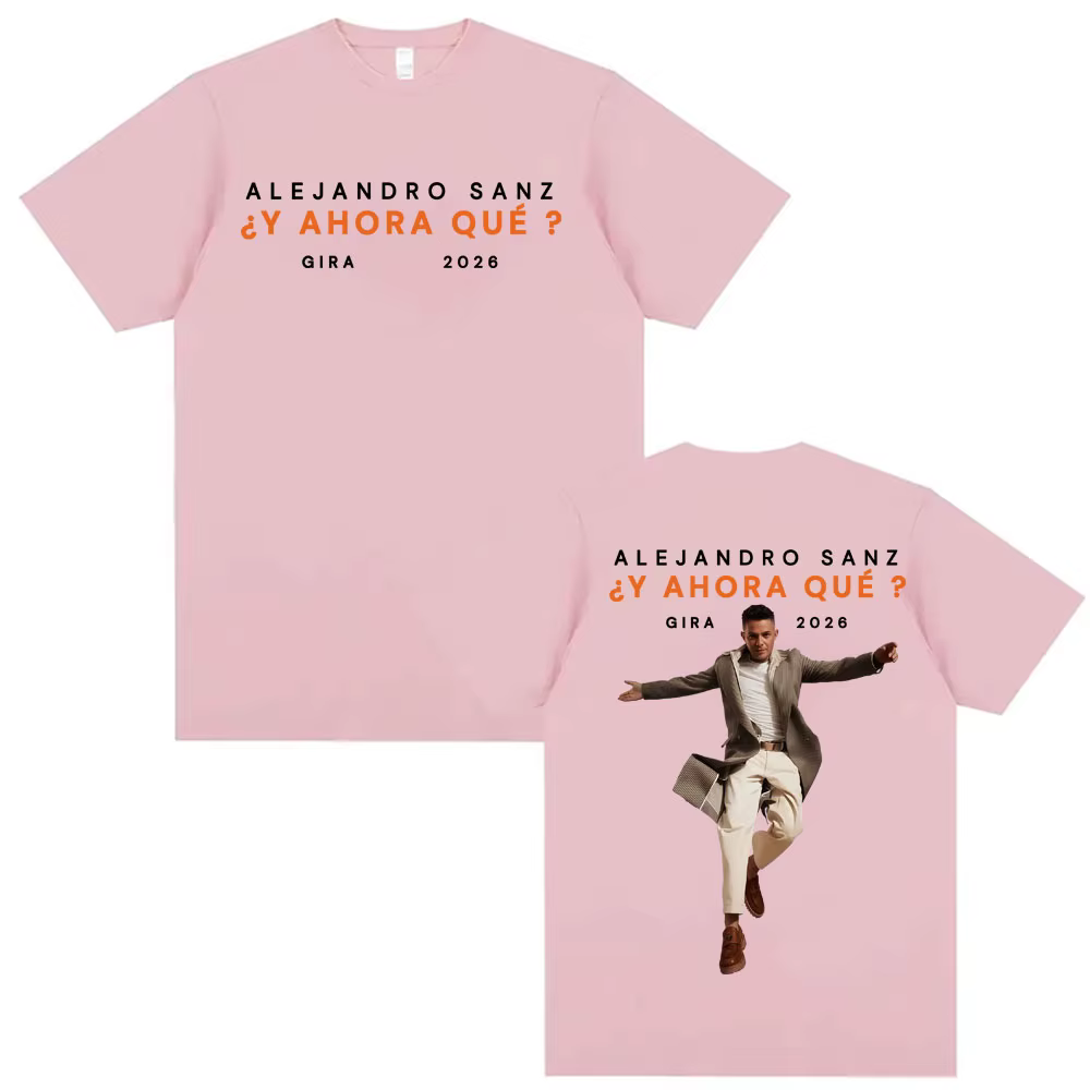 T-shirt Alejandro Sanz Y AHORA QUÉ Gira 2026 Merch pour Hommes et Femmes, Mode Hip Hop High Street Y