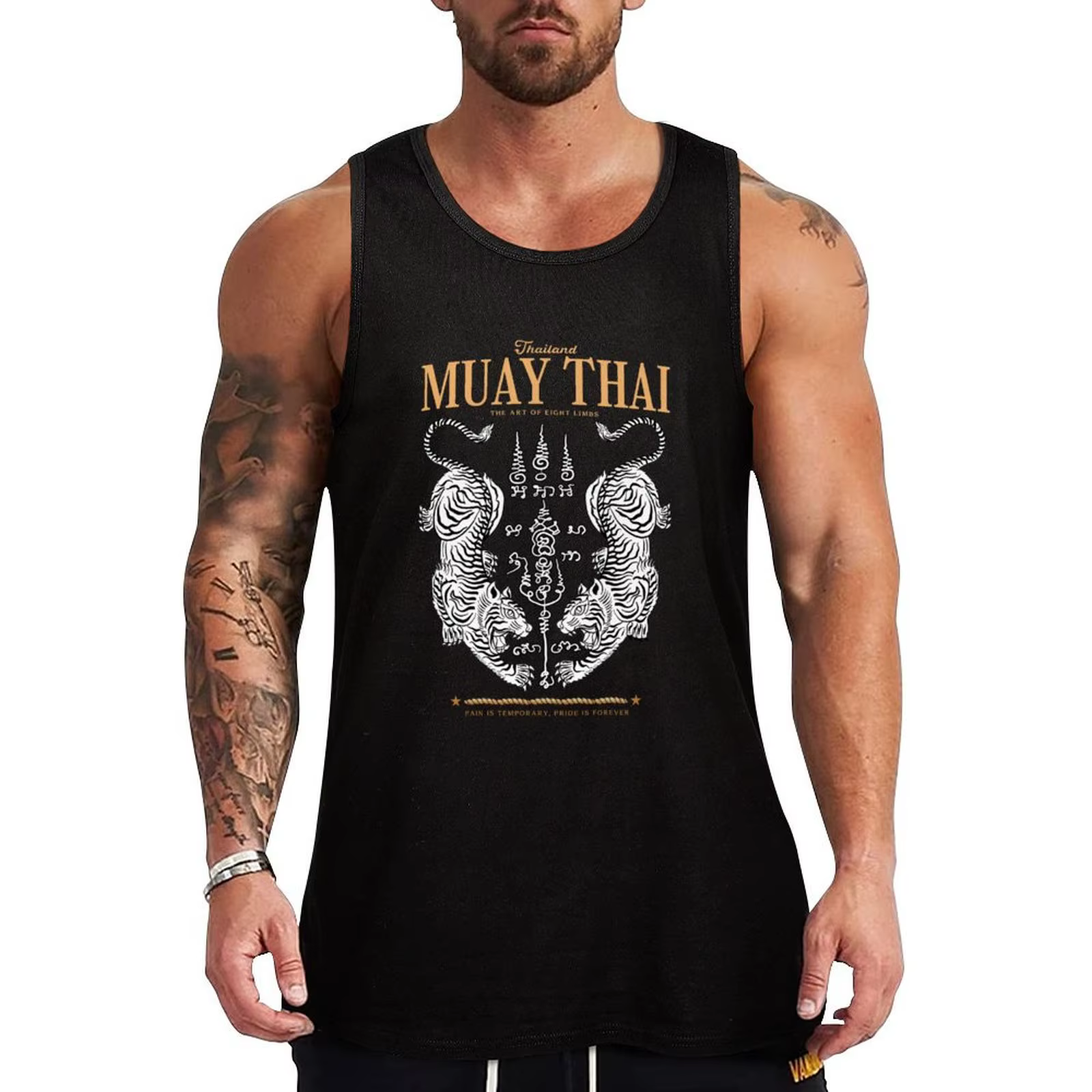 T-shirt classique Muay Thai Twin Tiger pour homme, haut précieux, chemise de sport, vêtements de spo