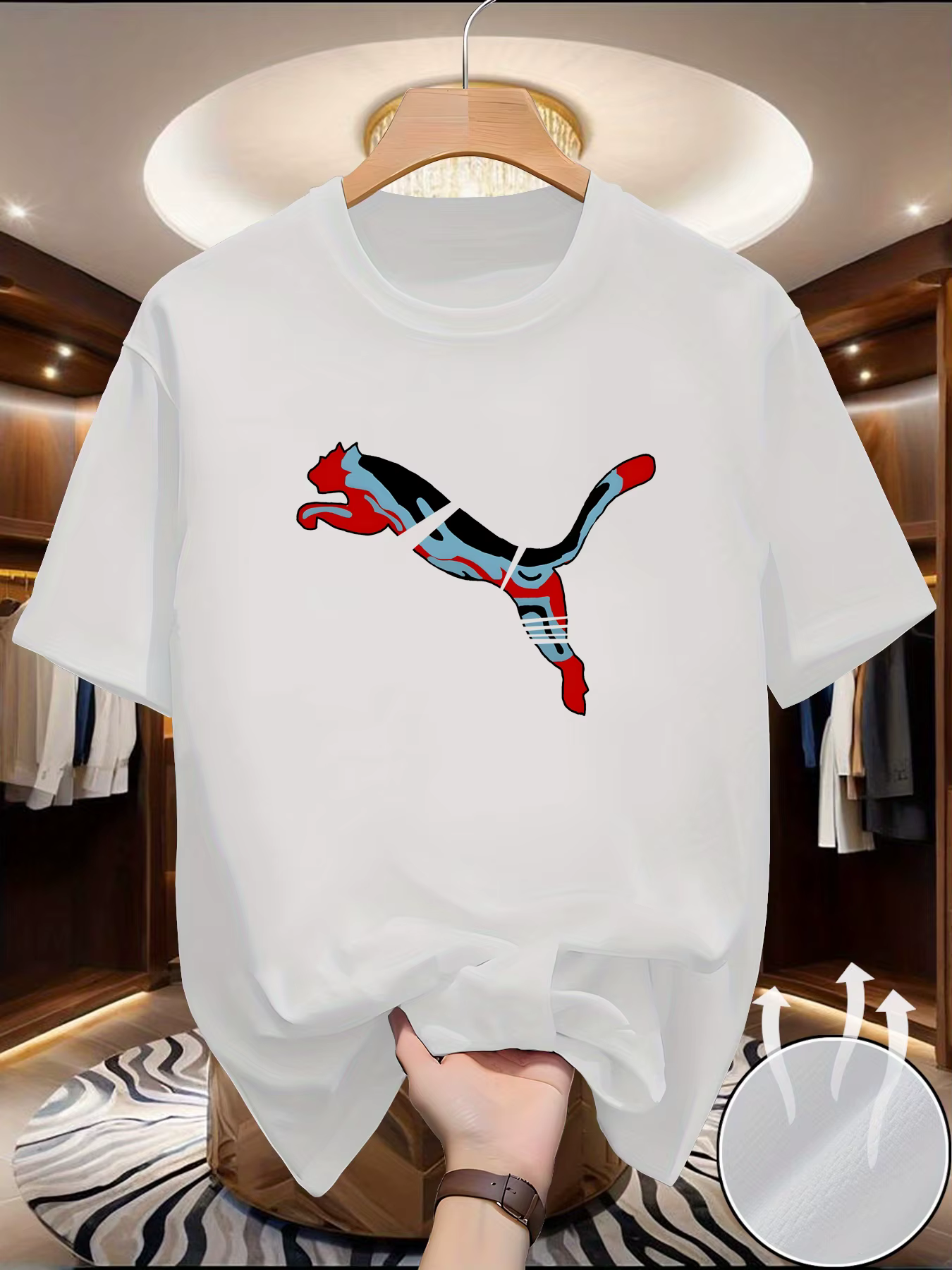 T-shirt d'été en maille à séchage rapide pour hommes, avec motif du monde animalier imprimé, col ron