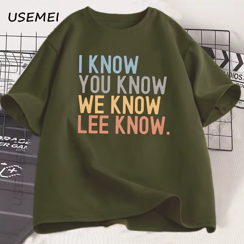 Je sais que vous savez Lee Know T-shirt hommes femmes imprimé à manches courtes coton T-shirt été co
