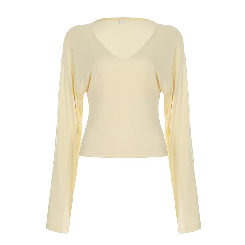 [RUOKE] Blouse élégante décontractée pour femme, coupe ajustée, col en V, manches longues, tenue de 