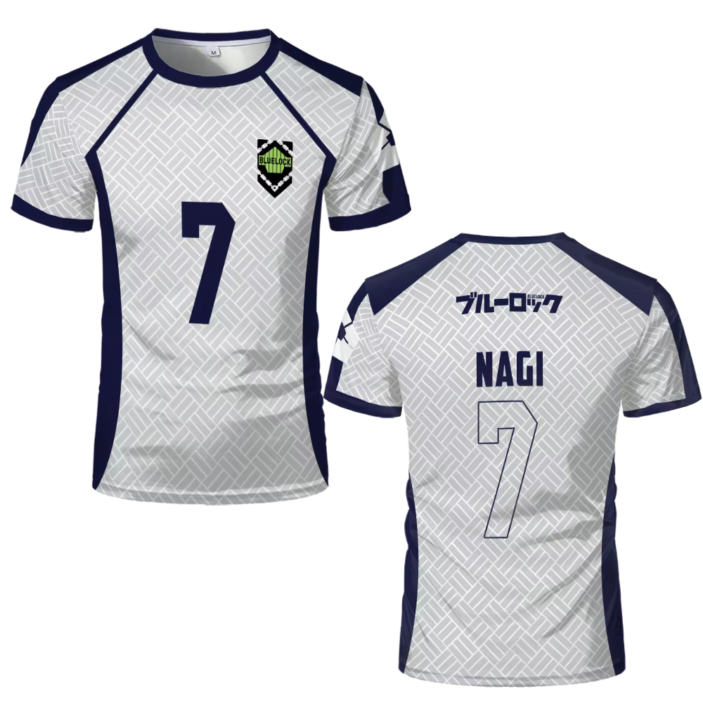 2025 été nouveaux hommes bleu serrure Anime maillot de football T-shirts femmes mode hauts de sport 