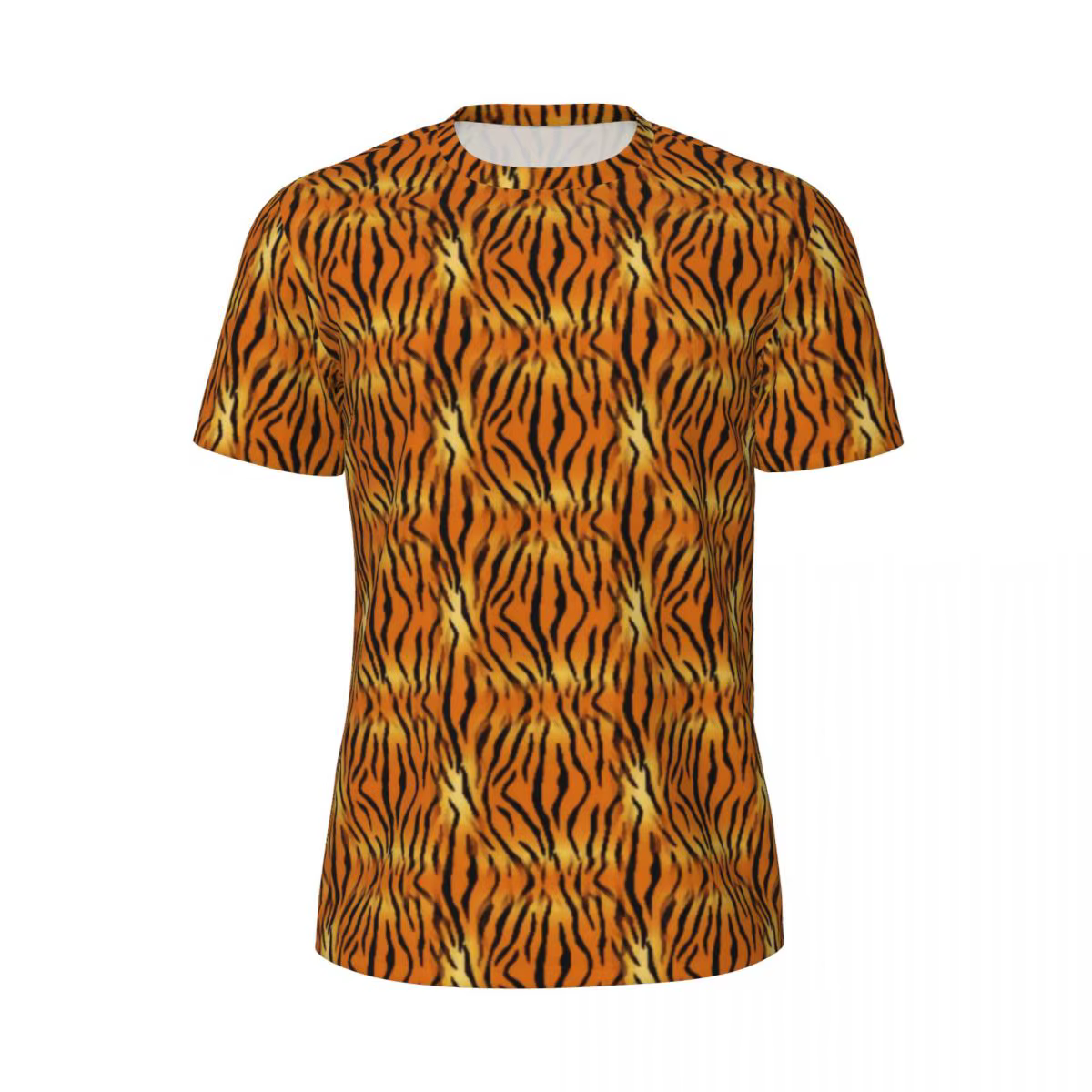 T-shirt manches courtes pour homme, estival et de style urbain, avec animal lumineux et tigre orange