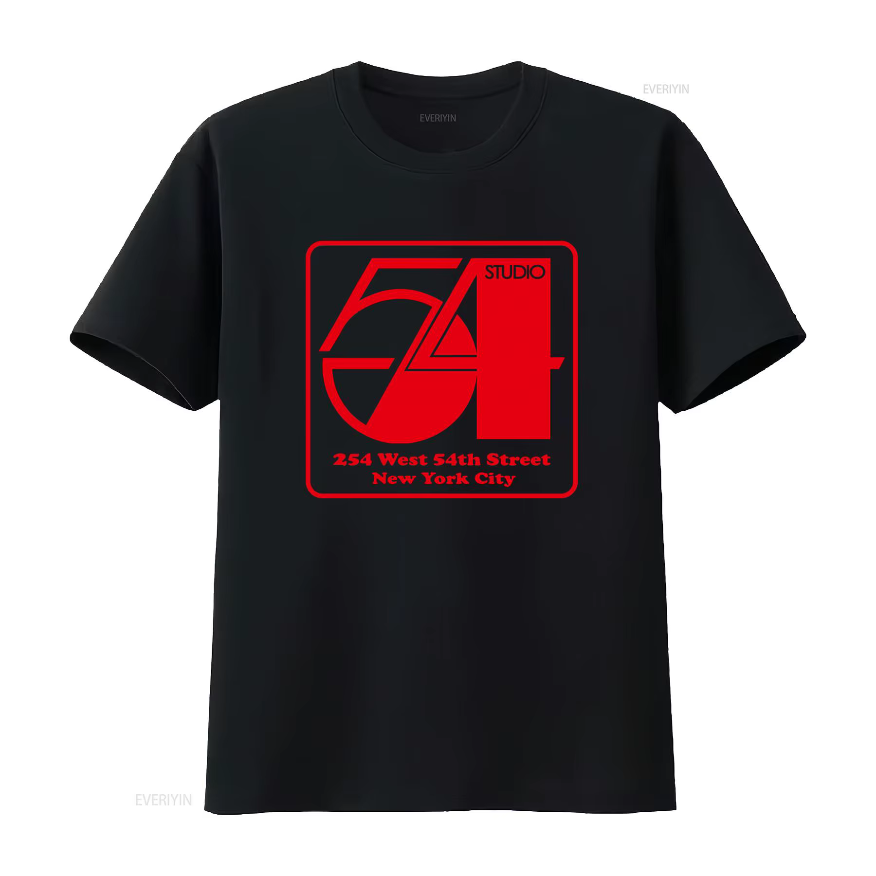 T-shirt vintage décontracté et respirant avec motif délavé, inspiré du club de nuit Studio 54 New Yo