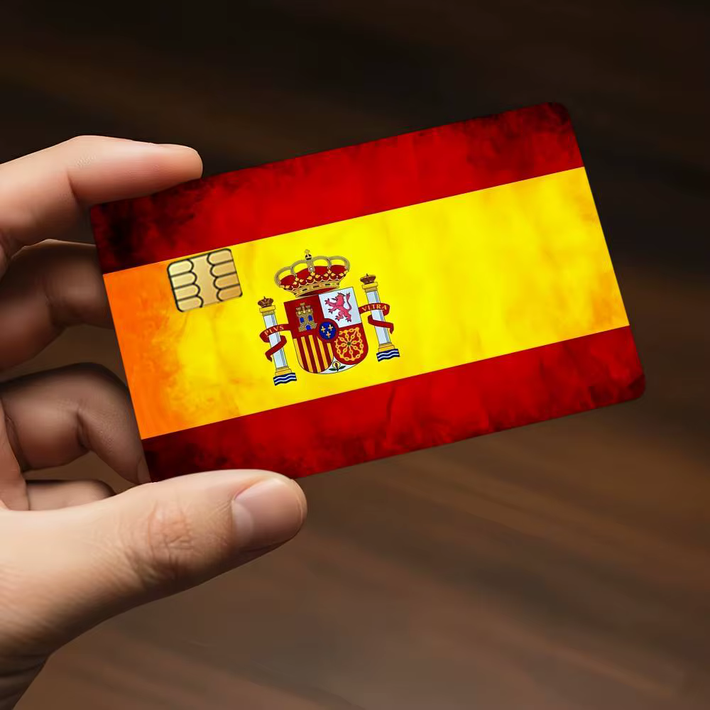 Autocollants décoratifs pour cartes de crédit, drapeau espagnol, espagnol, Espana, adaptés aux carte