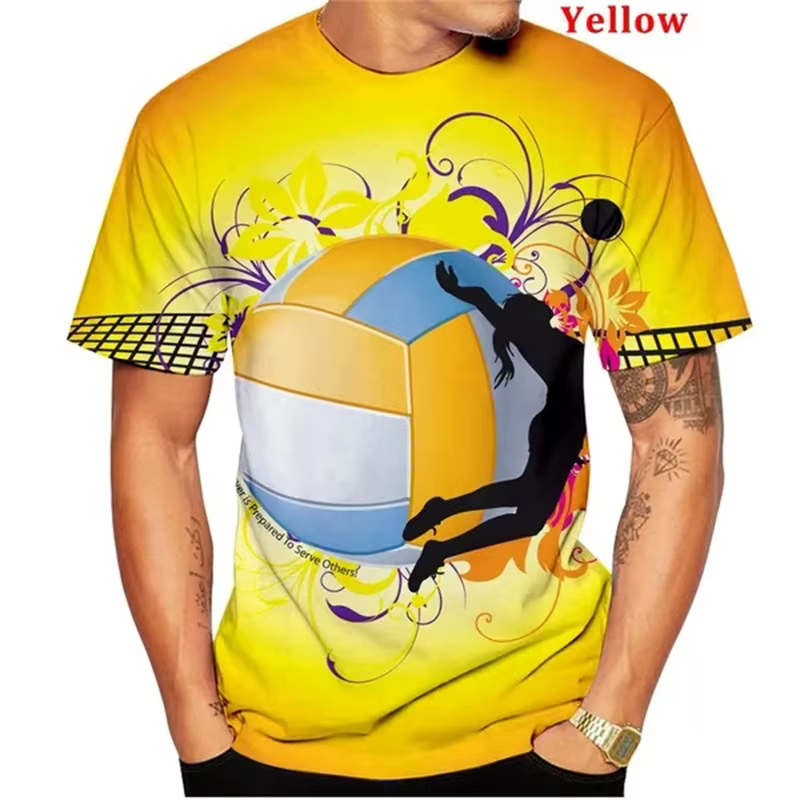 T-shirt à motif de sport de volley-ball pour adultes et enfants, t-shirt à manches courtes, t-shirt