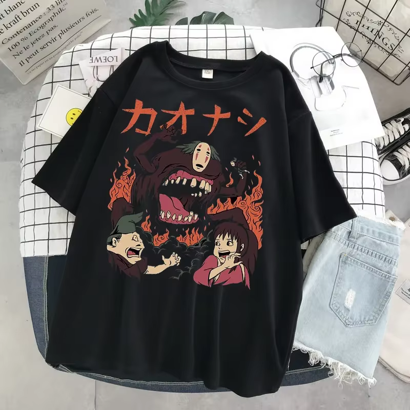 Hayao Miyazaki Anime série Totoro imprimé hommes et femmes décontracté col rond manches courtes Hara