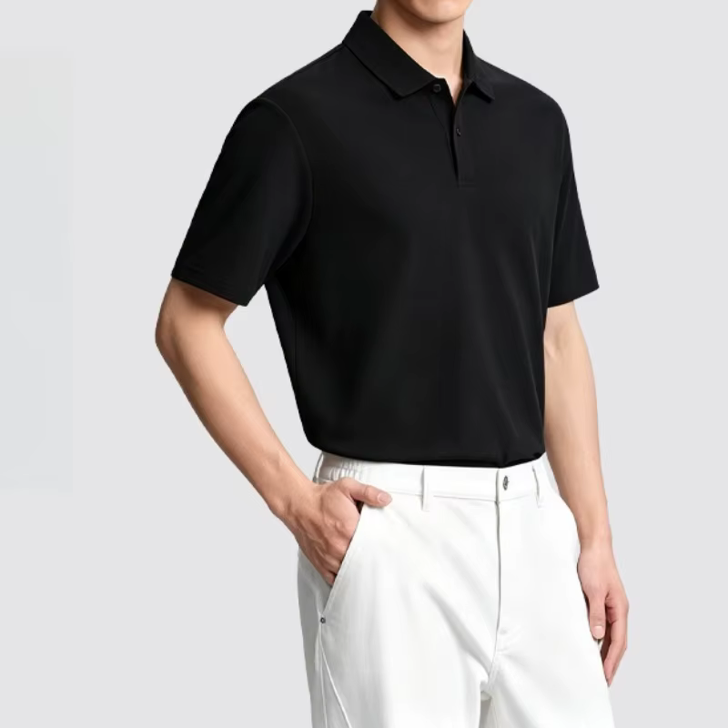 Polo fin pour homme, personnalisé, d'été, à manches courtes, couleur unie, col à revers, respirant, 