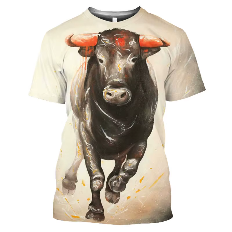 T-shirt graphique taureau d'Espagne pour hommes et femmes, t-shirts College en 3D, vêtements pour en