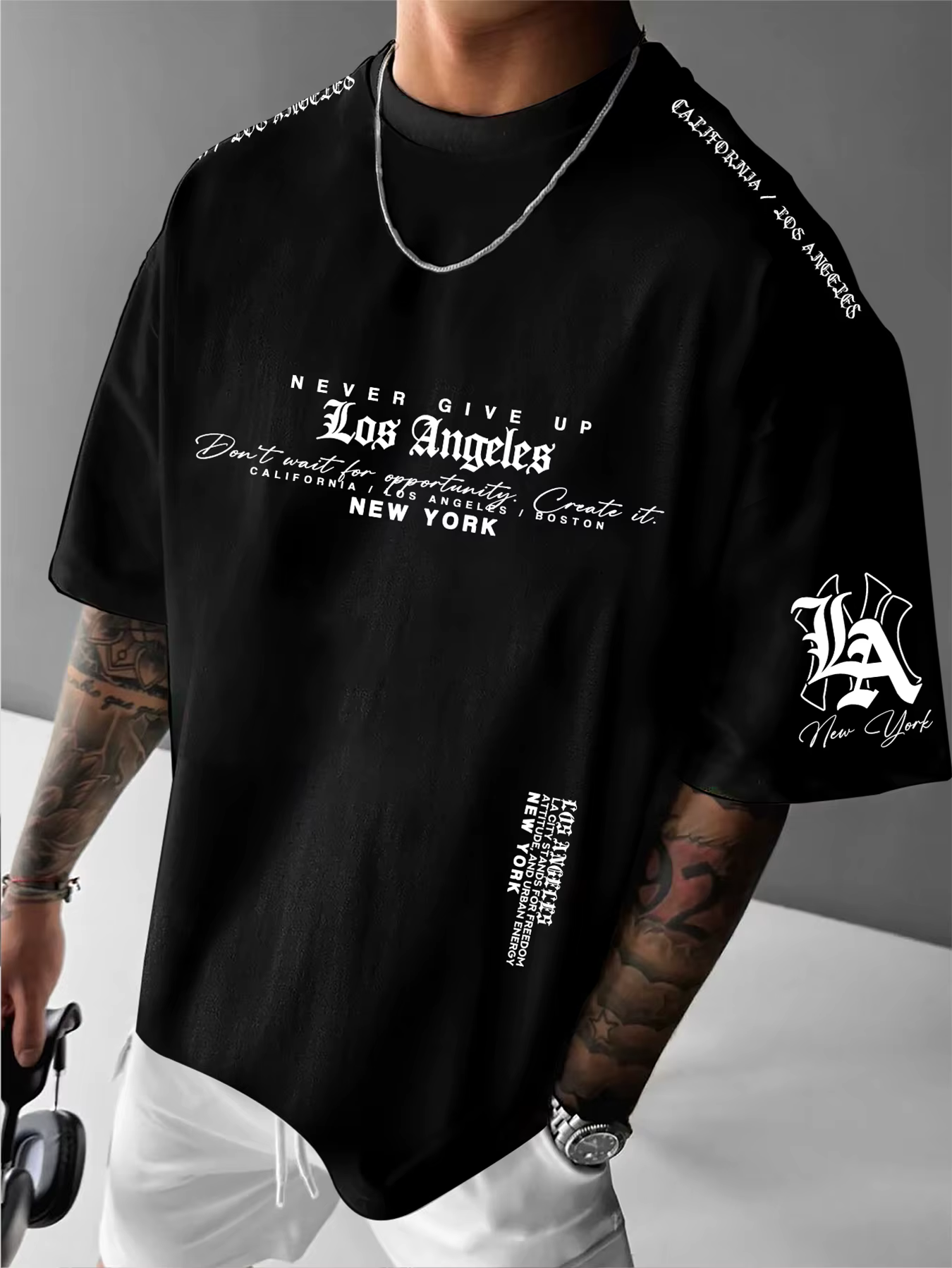 T-shirt imprimé pour hommes, nouvelle mode d'été, Los Angeles, New York, citation inspirante, lavabl