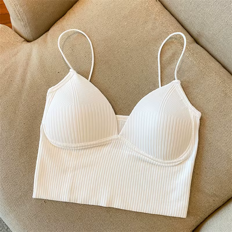 Hauts pour femmes sexy, crop top uni, débardeurs sans manches, camisoles ajustées avec soutien-gorge