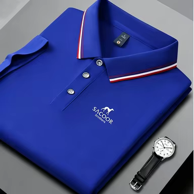 Polo d'été à manches courtes pour hommes, avec imprimé tendance « SACOOR », col rayé, haut d'été res