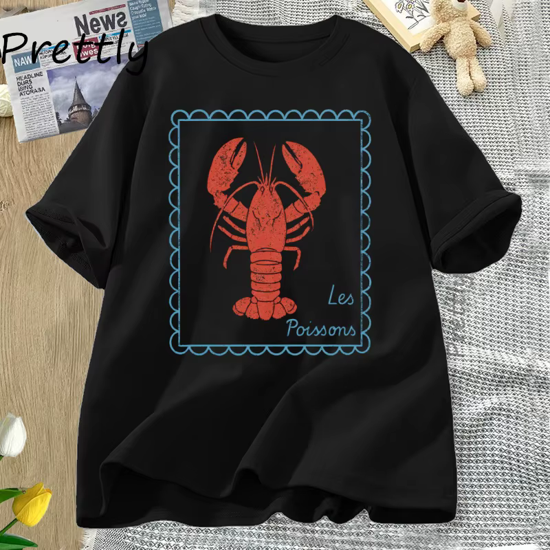T-Shirt homard français côtier T-Shirt hommes femmes été coton à manches courtes T-Shirt surdimensio