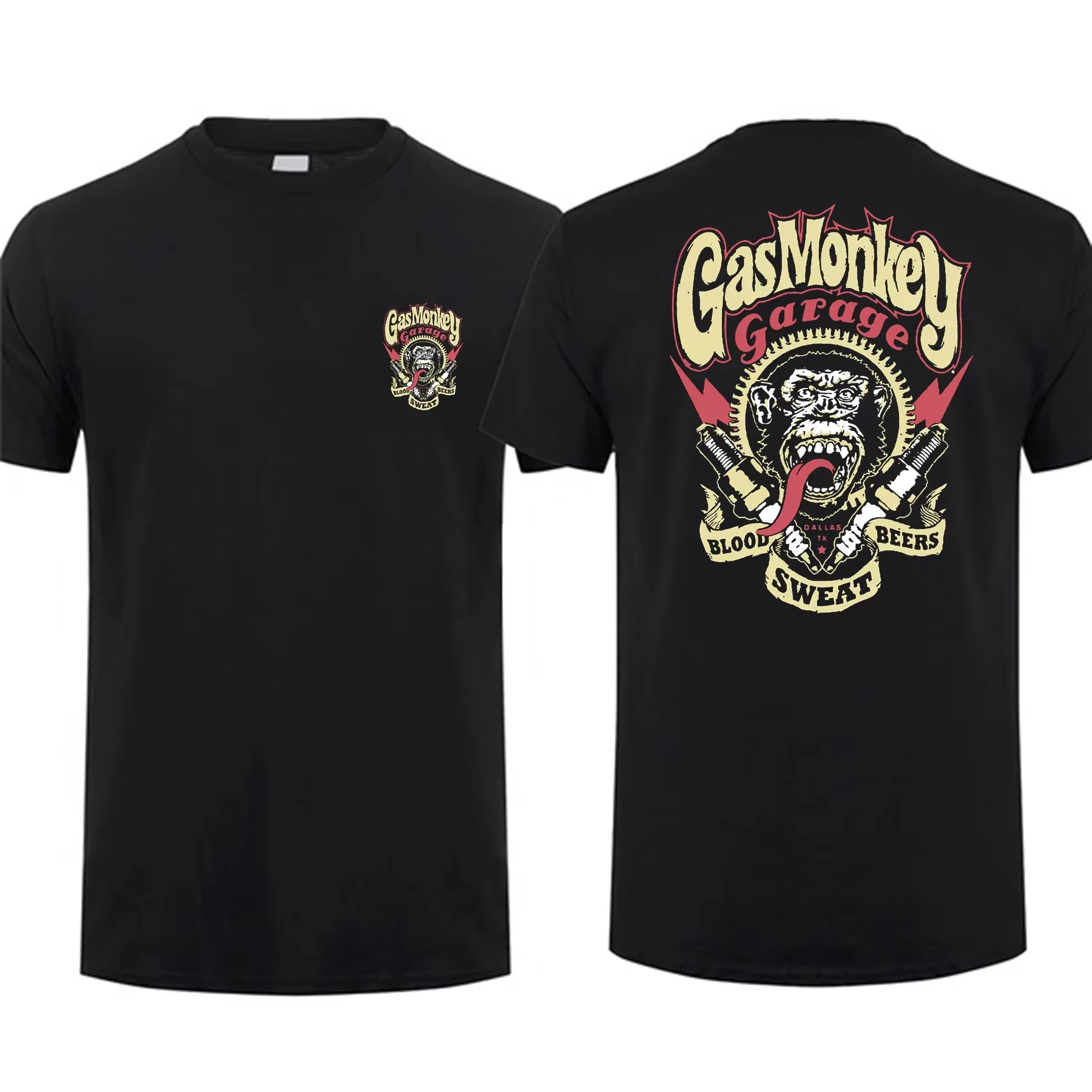 T-Shirt Homme 2024 Coton, Objets d'Été, Économie Homme, Double Face Gas Monkeys GarageY-Streetwear, 
