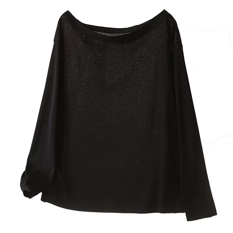 Mode grande taille femmes T-Shirt automne nouveau Style épaules nues à manches longues couleur unie 