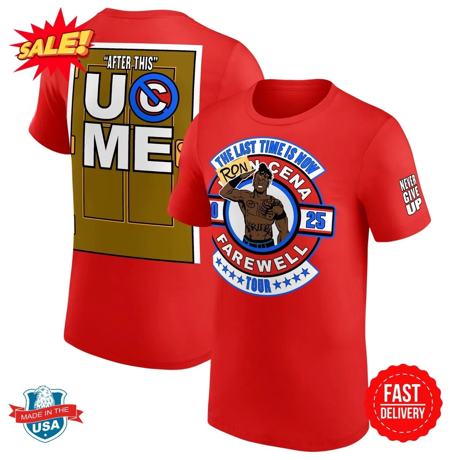 T-shirt rouge R-Truth Ron Cena Poly pour hommes