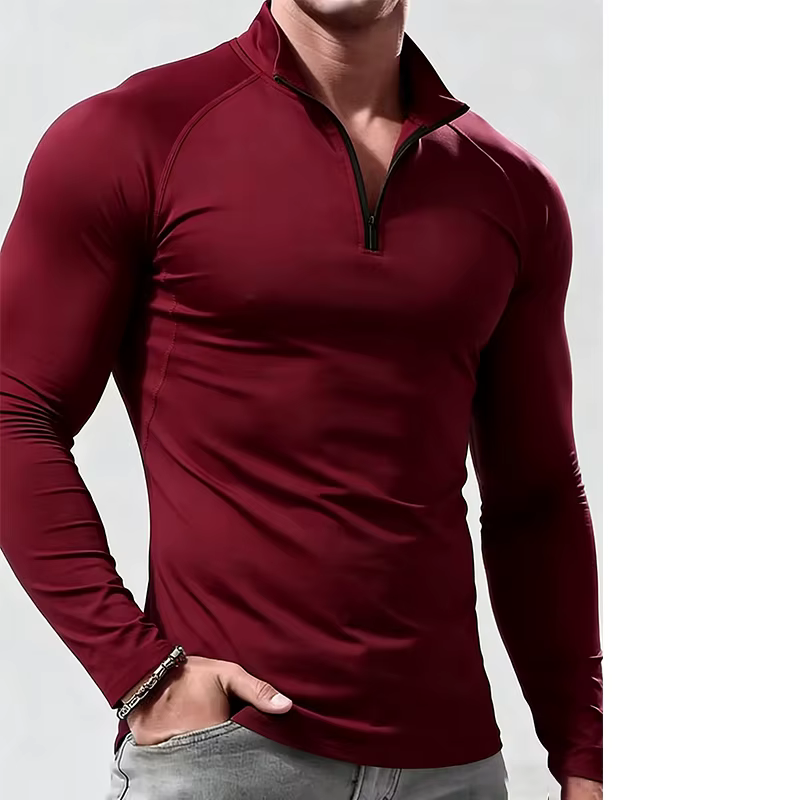 T-shirt à manches longues pour homme, vêtements de sport de compression, t-shirt pour homme, hauts é
