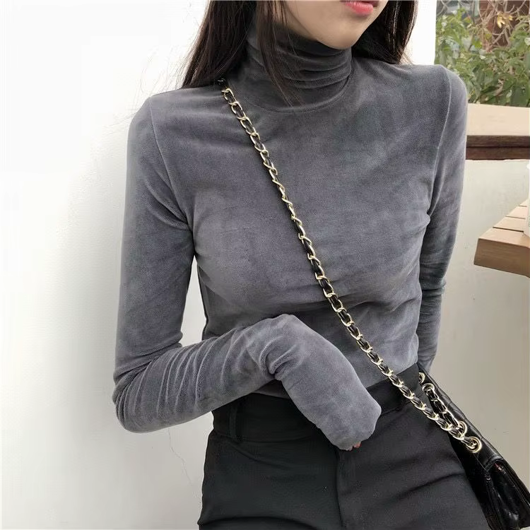 T-shirts Slim pour femmes 2025 col roulé femmes hauts vêtements Beige beaux t-shirts décontractés Y 