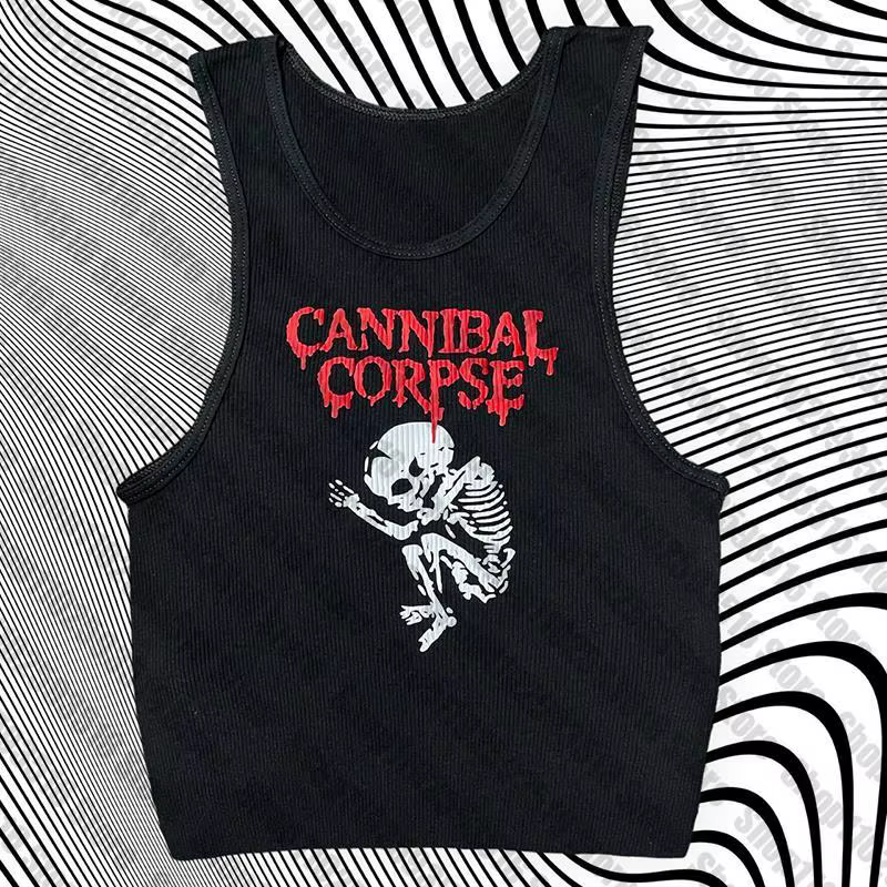 T-shirt sans manches pour femmes, Kawaii, y2k, esthétique, avec lettres graphiques, Grunge, squelett