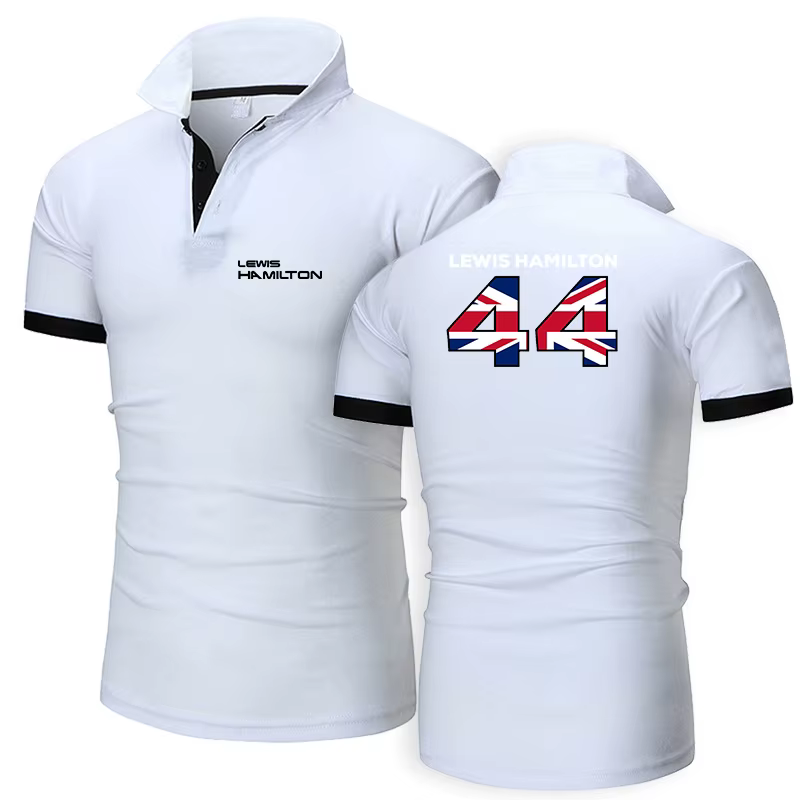 Polo à Manches Courtes en Coton pour Homme, Nouvelle Marque, Pilote F1, Lewis Hamilton, Logo Digital