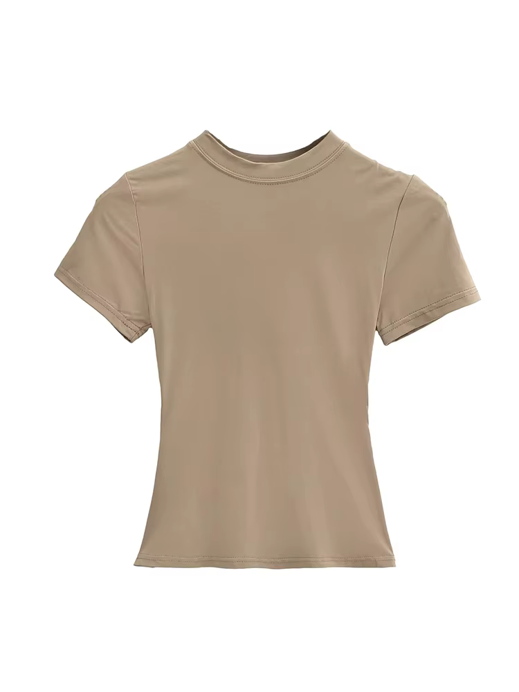 T-shirt manches courtes pour femmes, décontracté, de haute qualité, Sexy, Slim, tendance, couleur un
