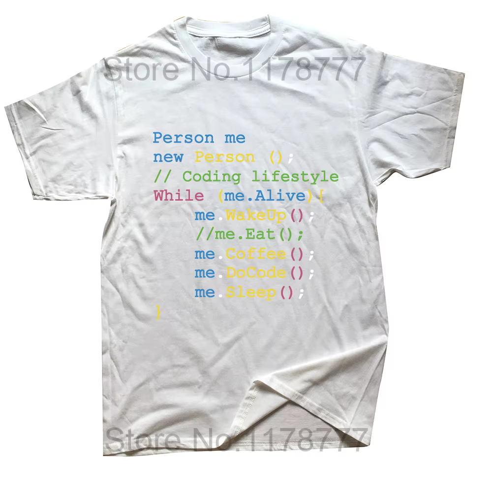 T-shirt unisexe à manches courtes et col rond, 100% coton, décontracté, drôle, programmeur, code inf