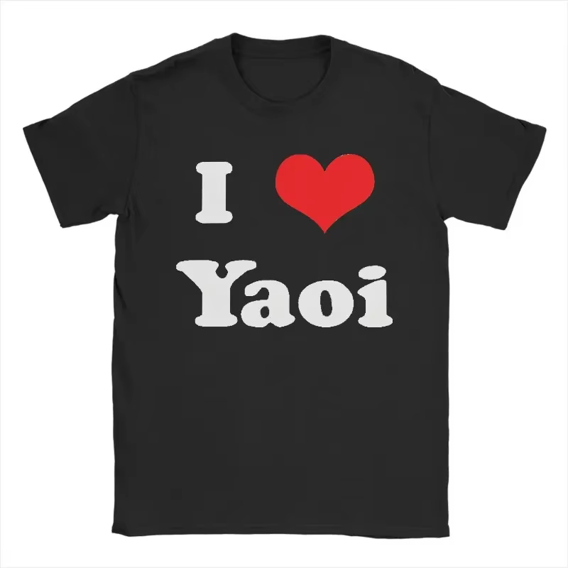 T-shirt drôle « I Love Yaoi » à col rond, décontracté, à manches courtes, streetwear, cadeau d'anniv
