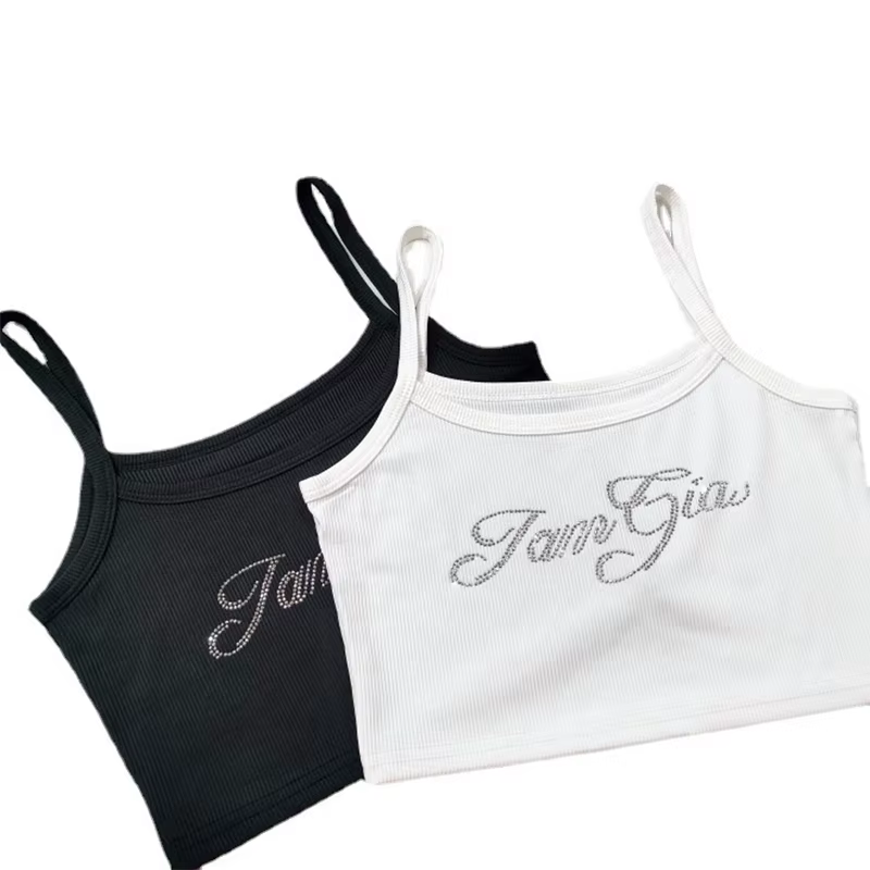 Camisole Rétro avec Lettres pour Femme, Haut Précieux, Y2K, Fibre Slim, Mode d'Été