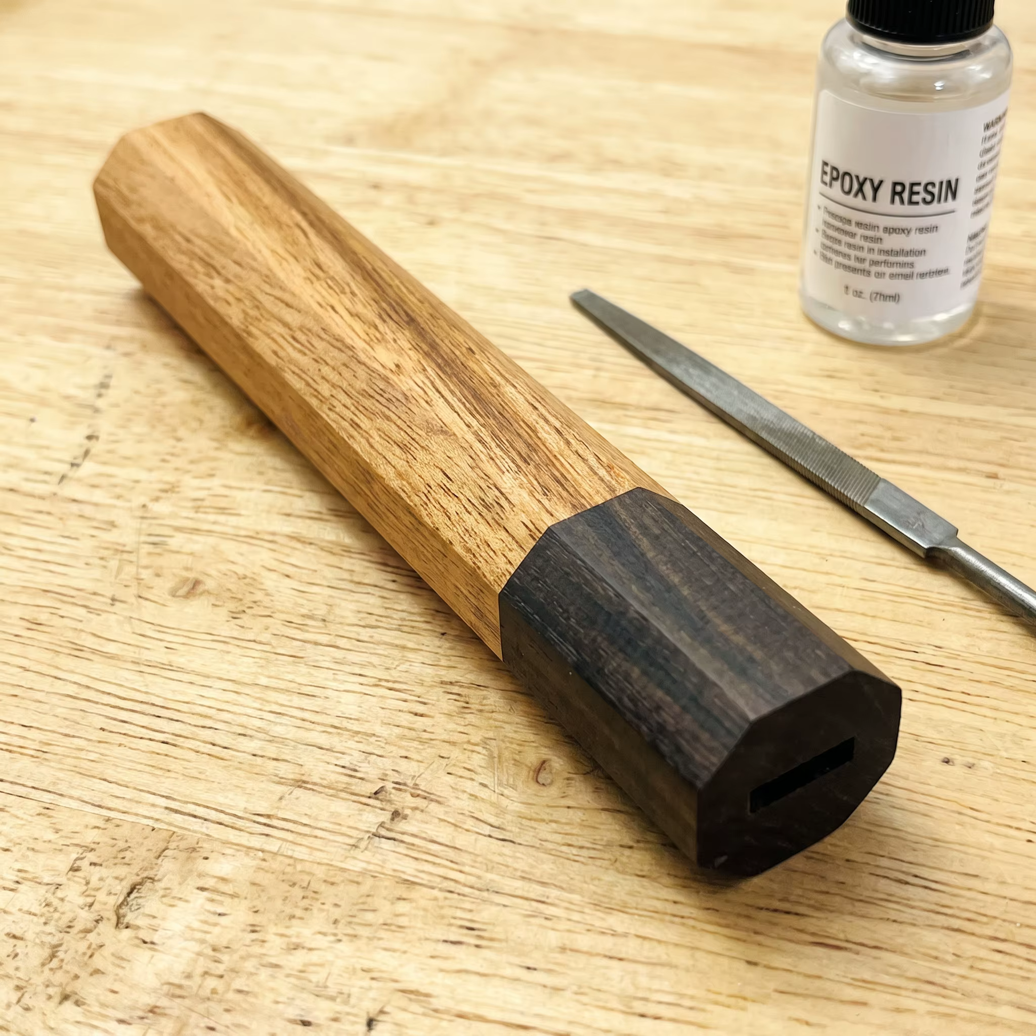 Manche de couteau octogonal en ébène japonais fait main pour les passionnés de bricolage, compatible