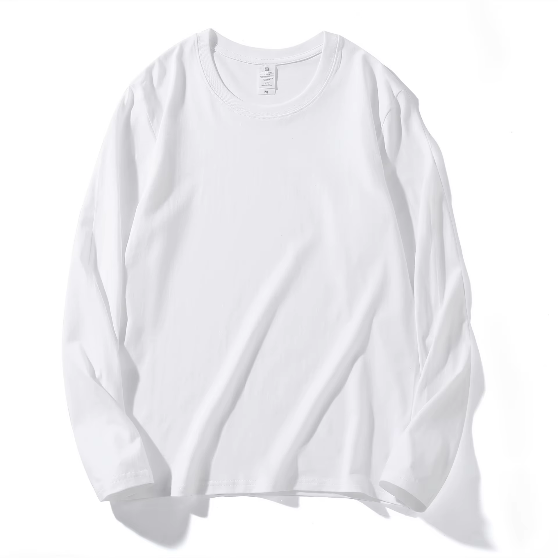 T-shirt épais à manches longues pour homme, col rond, couleur unie, style américain, haut de base, p