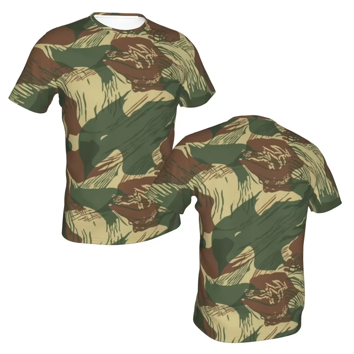 T-shirt en polyester camouflage Rhodesian Brush Stroke pour hommes, T-shirts à la mode pour hommes, 