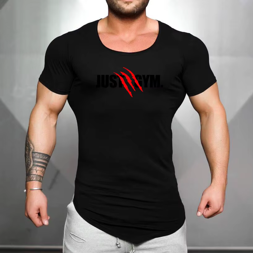 Hommes course Sport à manches courtes T-Shirts été coton respirant mince vêtements de Sport musculat