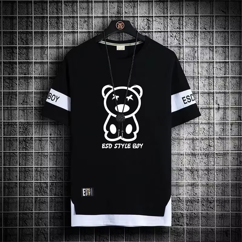 T-shirt pour hommes manches courtes hommes t-shirts Style coréen Streetwear imprimé Harajuku surdime