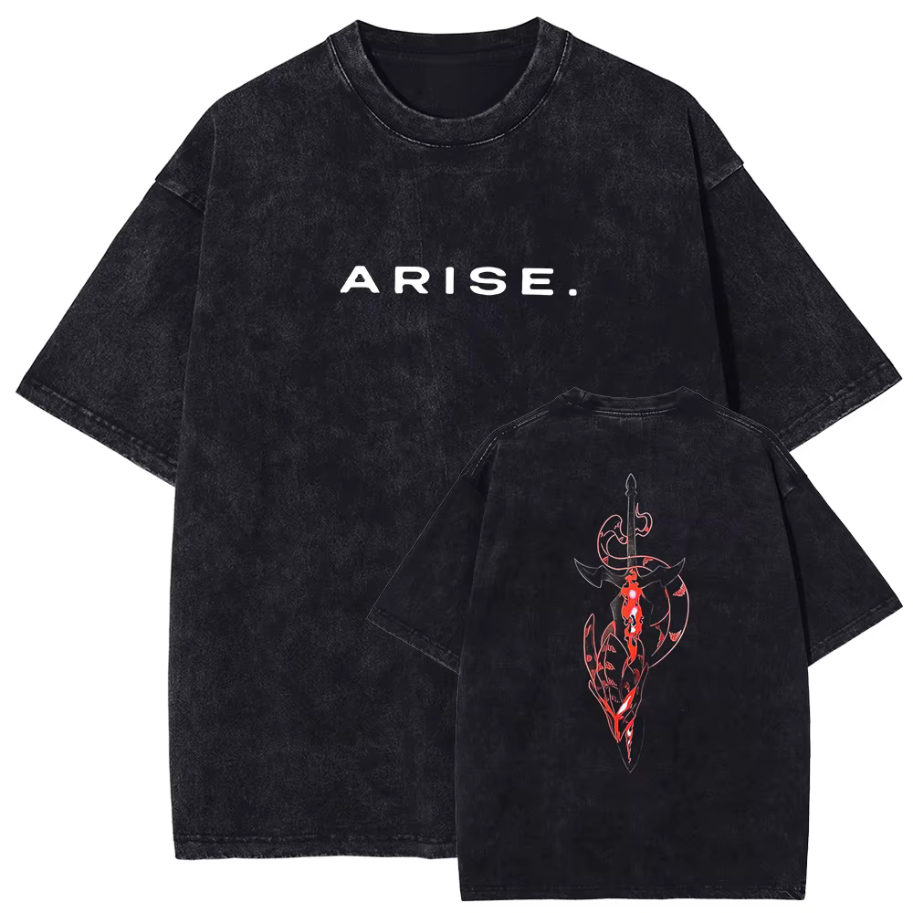 ARISE Solo nivellement T-shirt Manga graphique T-shirt Vintage lavé coton t-shirts à manches courtes