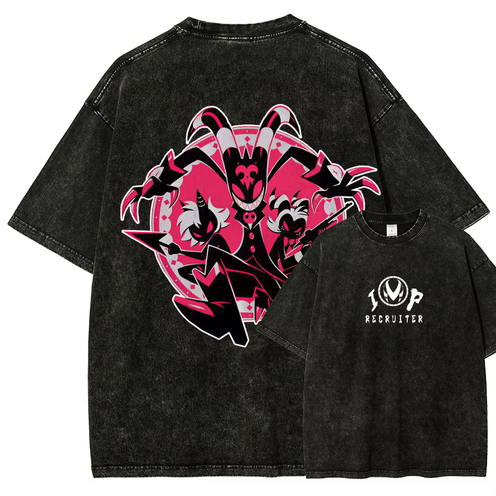 T-shirt unisexe, nouveau modèle, lavé, Helluva Boss, Anime Lover, vêtements pour toute l'année, vête
