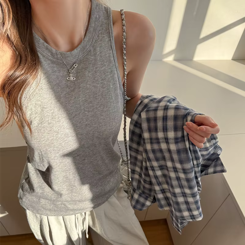 Débardeur à col rond pour femmes, camisole décontractée sans manches pour l'été, à porter à l'intéri