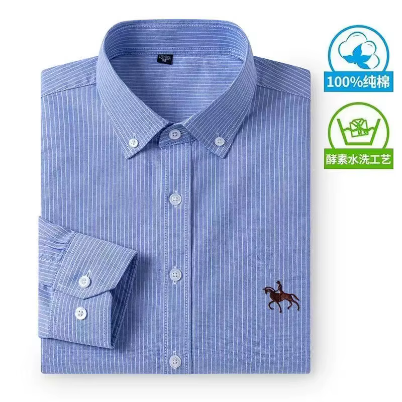 Chemise Oxford 100% coton pour hommes, manches longues, couleur unie, décontractée, Business, coupe 