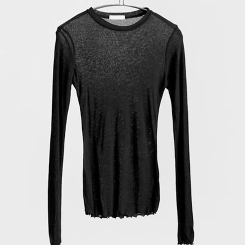 Haute qualité plaine T-shirt femmes coton élastique basique T-shirts femme décontracté hauts à manch