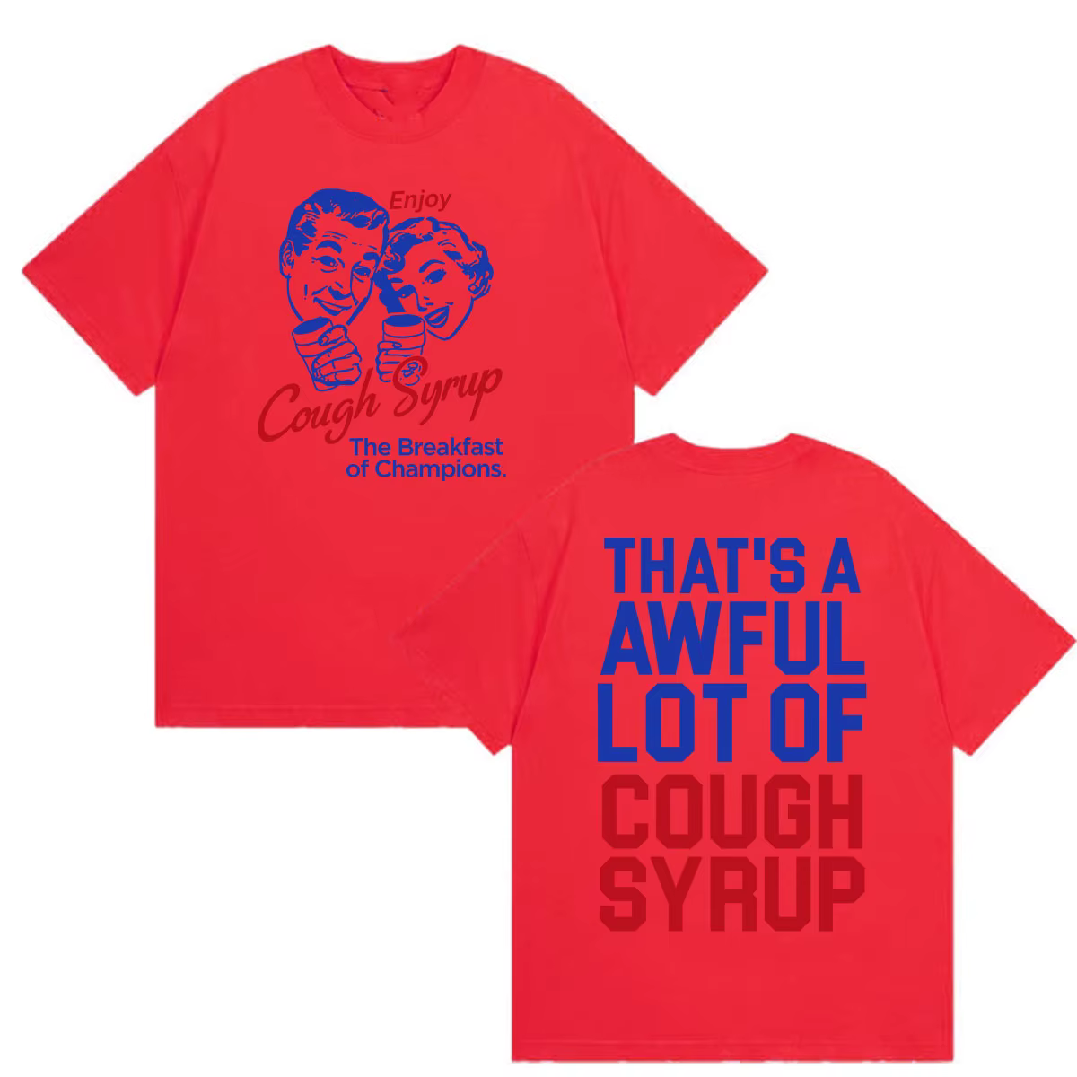 T-shirts humoristiques « Enjoy Cough Syrup Breakfast of Champions » pour hommes et femmes, vêtements