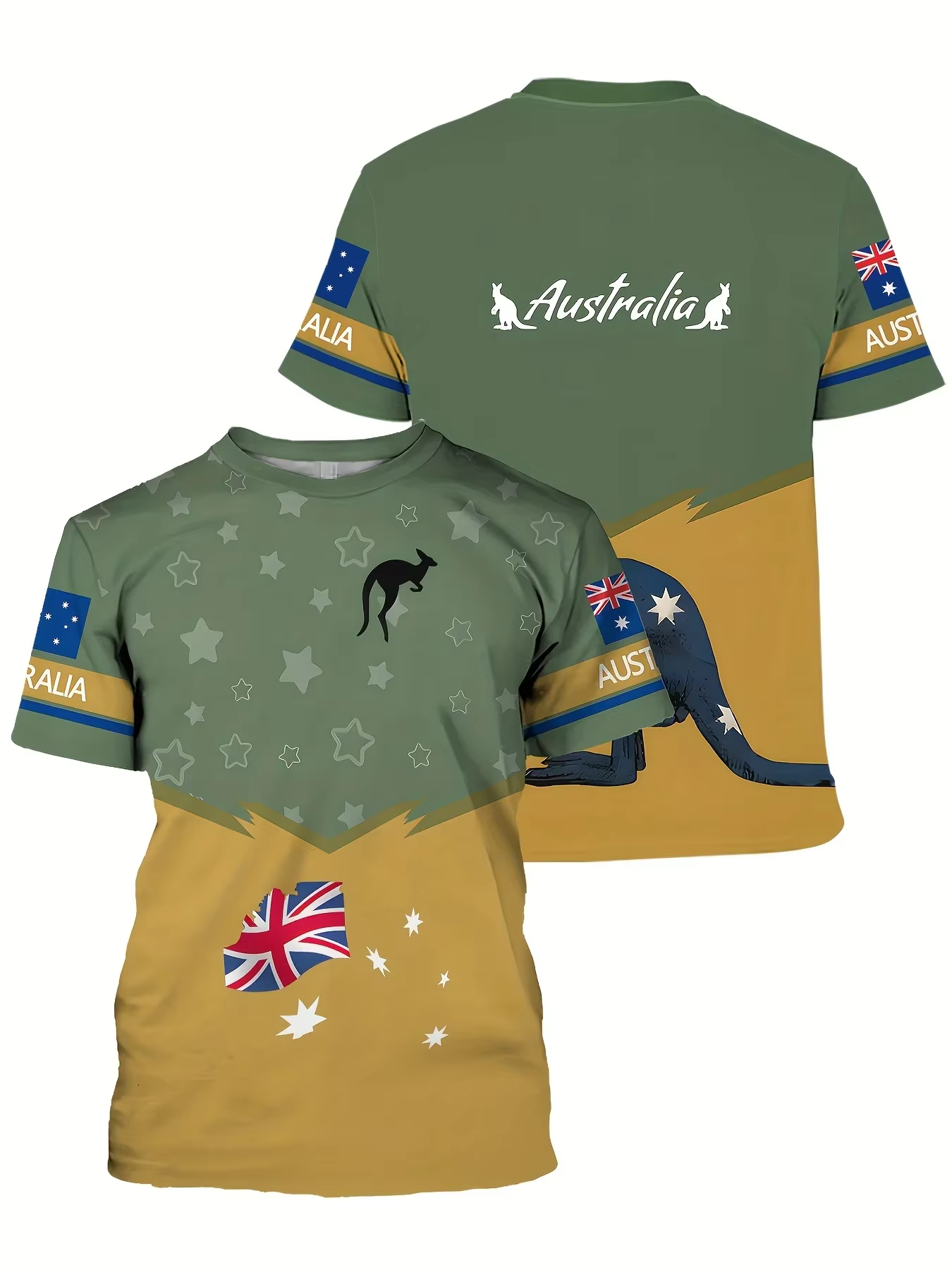 T-Shirt homme drapeau australien kangourou graphique 3D imprimé T-shirts décontracté à manches court