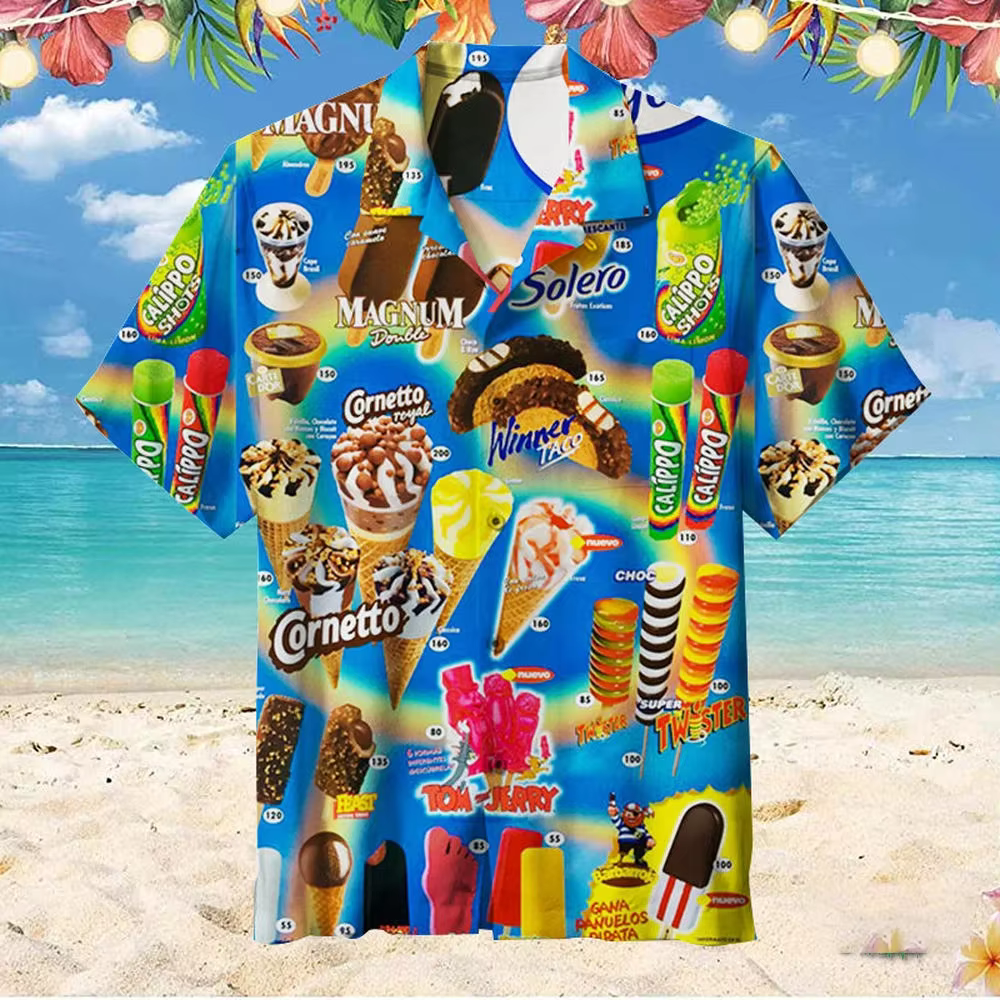 T-shirt unisexe à manches courtes, imprimé 3D motif crème glacée, séchage rapide, style décontracté,