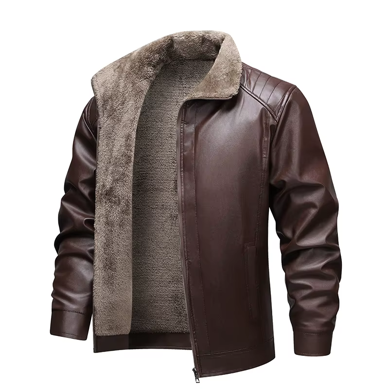 Hommes veste en cuir hiver doublé polaire Biker vestes mode moto veste Faux cuir manteau vêtements d