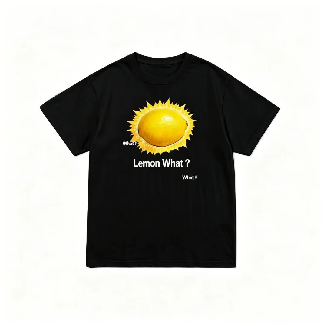 T-shirt unisexe à motif citron, imprimé fruit amusant, décontracté, coupe oversize, col rond, manche