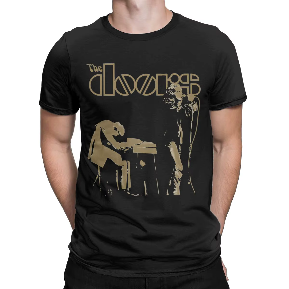 Crazy The Doors Band MOJO RISIN T-Shirts pour hommes col rond coton t-shirt à manches courtes T-Shir