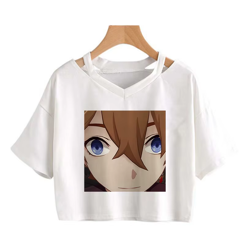 Haut court Kawaii Genshin Impact T-shirt femmes t-shirts graphiques Kawaii hauts Harajuku dessin ani