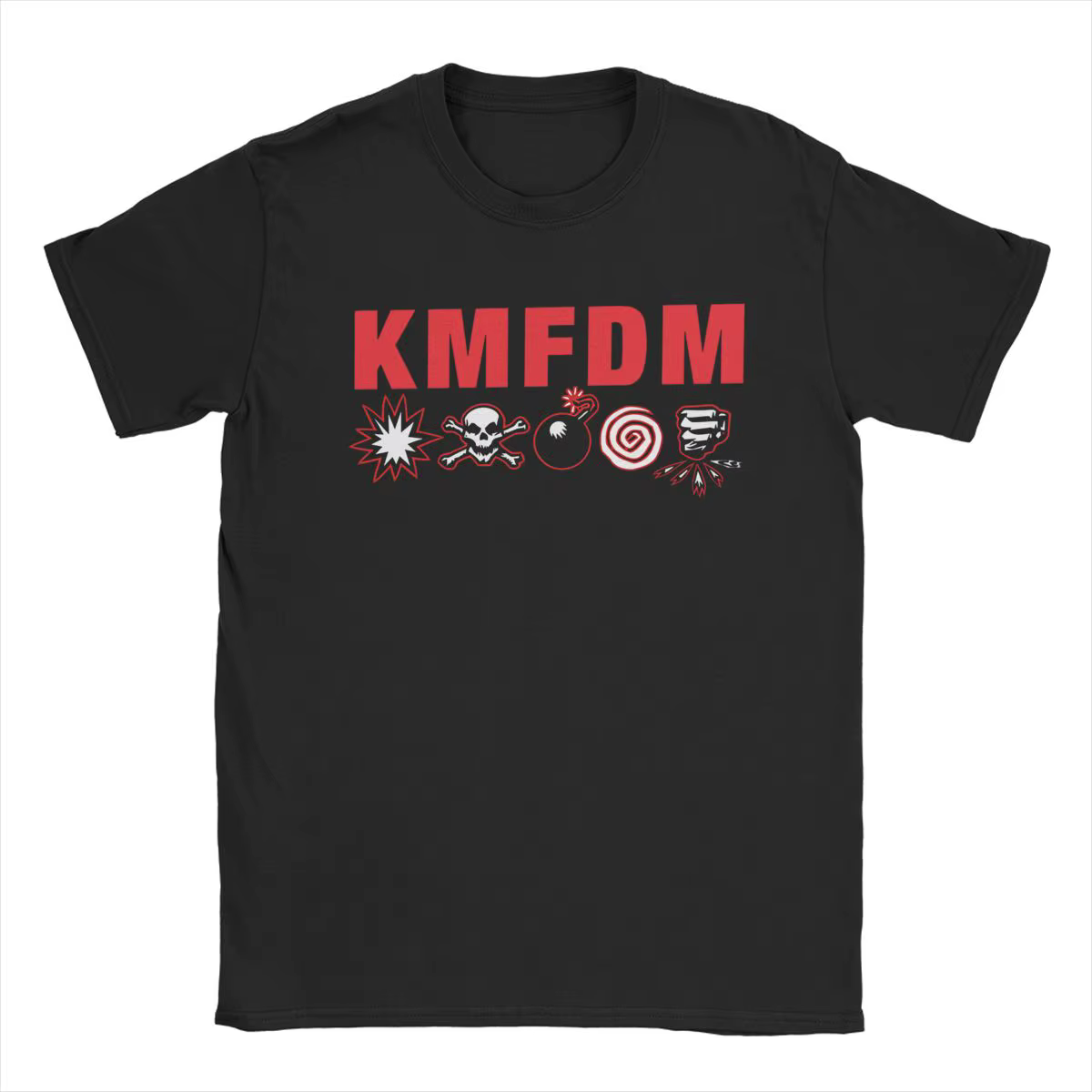 KMFDM-T-Shirt à Manches Courtes et Col Rond pour Homme, en Pur Coton, à la Mode, pour Été