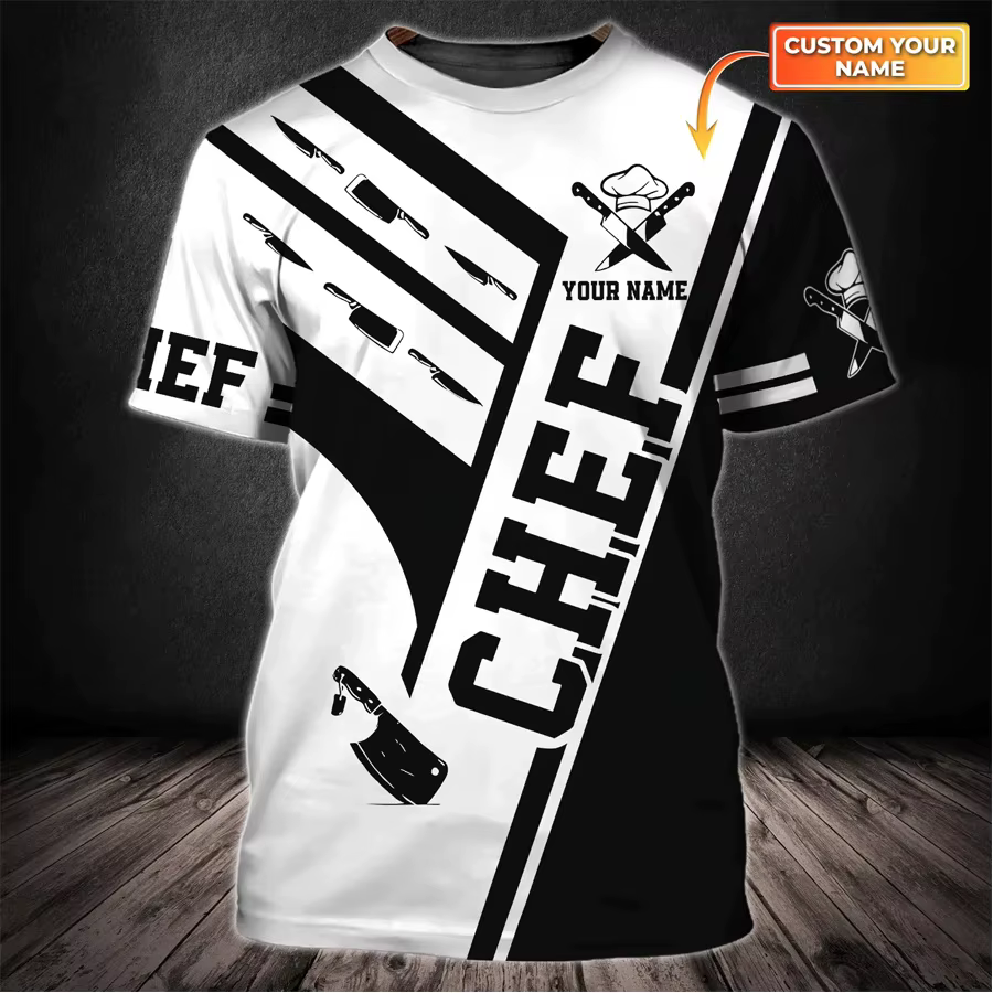 Chef tatoué été hommes T-shirt nom personnalisé Chef 3D partout imprimé unisexe T-shirt cadeau pour 